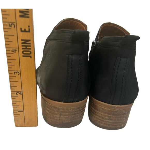 Franco Sarto Womens Black Leather Almond Toe Stacked Heel Slip On Booties 8.5 M - Picture 4 of 8